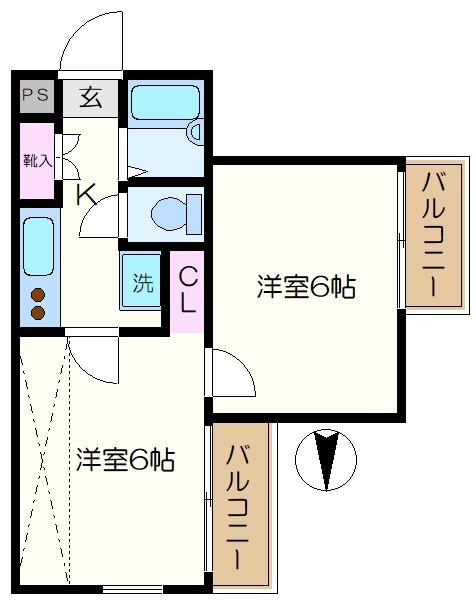 パルコート東所沢(2K/3階)の間取り写真