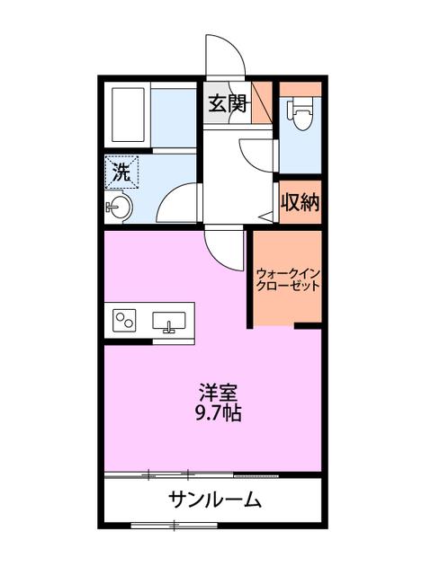 ENISHI DE 六花(ワンルーム/2階)の間取り写真