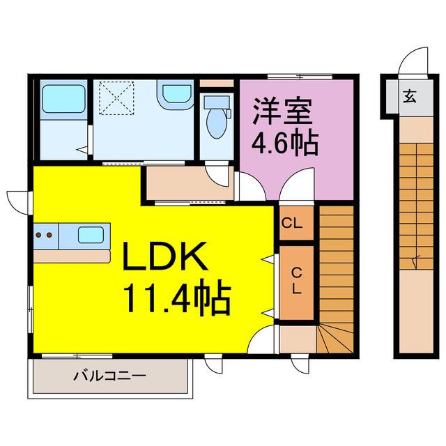 グリーンハイツIII(1LDK/2階)の間取り写真