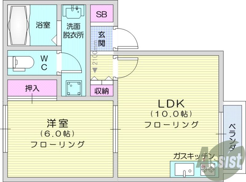 コーポサンライズA棟(1LDK/1階)の間取り写真