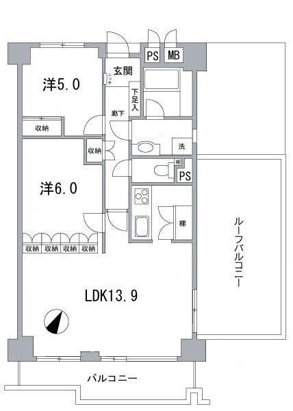 アイビハイツ南品川(2LDK/12階)の間取り写真