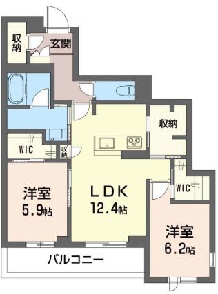 アーベイン武蔵浦和(2LDK/2階)の間取り写真