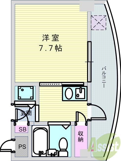 グランリッチ箕面(1K/3階)の間取り写真