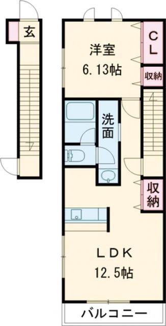 CAMMINOII(1LDK/2階)の間取り写真