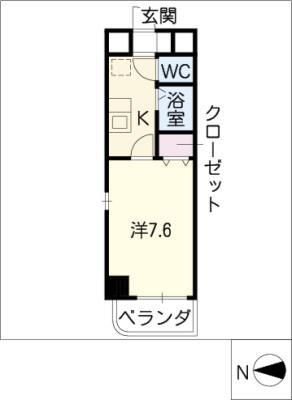 アスティオス港楽(1K/3階)の間取り写真
