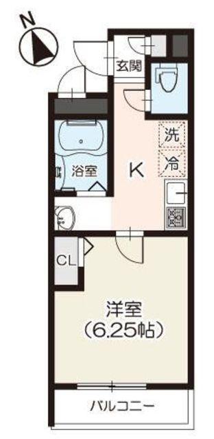 ラフィネ元郷(1K/3階)の間取り写真