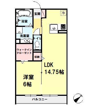 ソレアード(1LDK/2階)の間取り写真