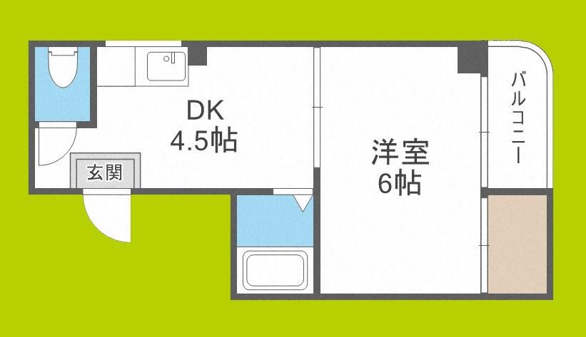 ロイヤル西梅田(1DK/3階)の間取り写真