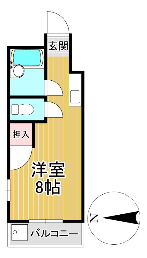 コーポラスK(ワンルーム/1階)の間取り写真