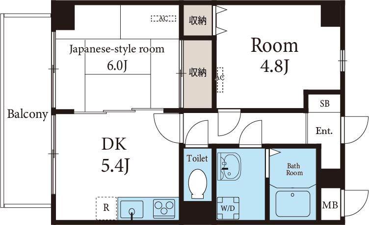 グランパール綱島壱番館(2DK/4階)の間取り写真