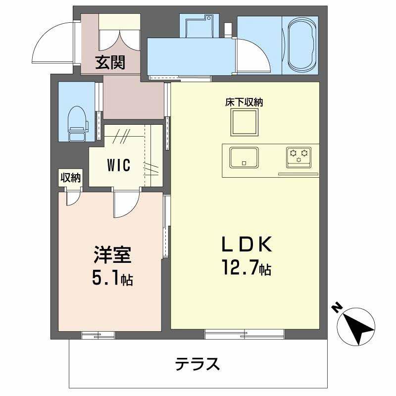カヴァリエーレ(1LDK/1階)の間取り写真