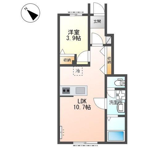 ミキ宮原(1LDK/1階)の間取り写真
