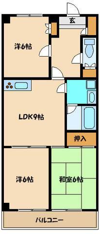 アペックス古淵(3LDK/3階)の間取り写真