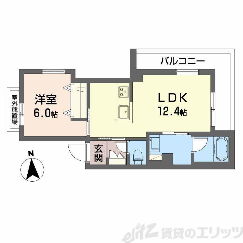 ユイロ中津(1LDK/2階)の間取り写真