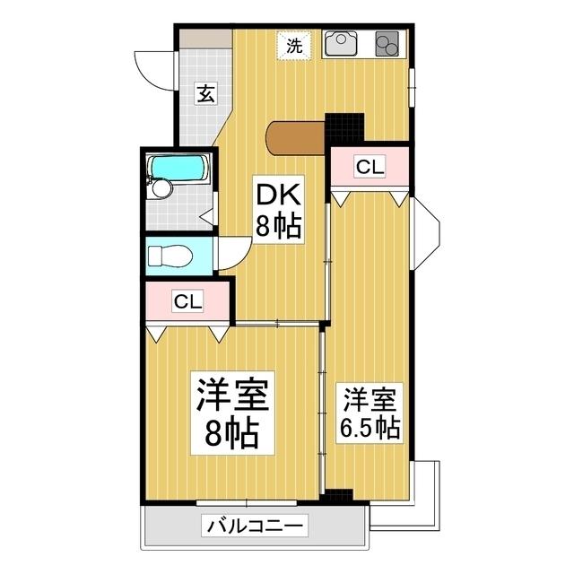 レジデンス923上諏訪(2DK/3階)の間取り写真