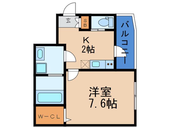 クリーク加島(1K/2階)の間取り写真