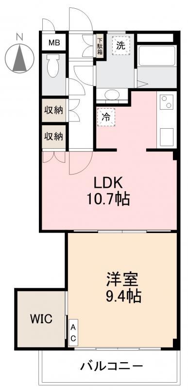 エクシア今里(1LDK/2階)の間取り写真