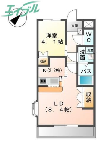コンフォース西阿倉川(1LDK/2階)の間取り写真
