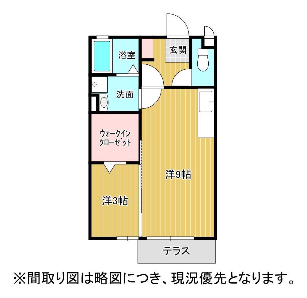 モナリエ幾久富(1LDK/1階)の間取り写真