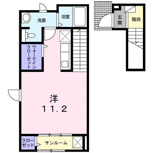 グレースヴィラココア(ワンルーム/2階)の間取り写真