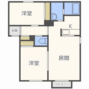 ノーブルコート(2LDK/1階)の間取り写真