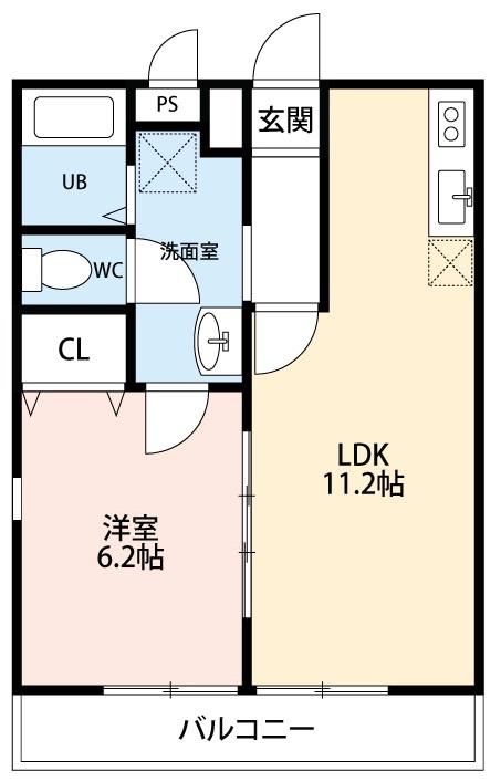 リブエステート井田(1LDK/2階)の間取り写真