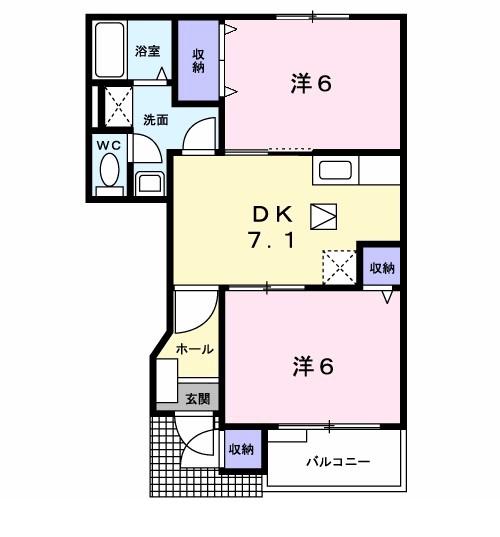ソレアード湘南B(2DK/1階)の間取り写真
