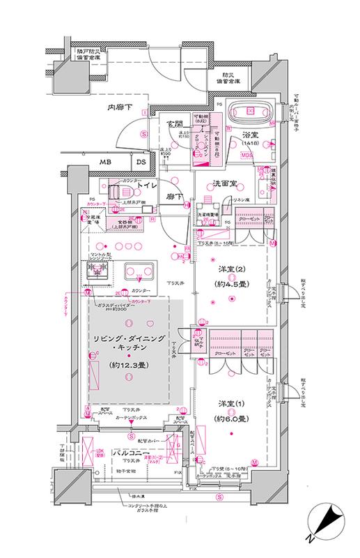 オーパスレジデンス銀座イースト(2LDK/4階)の間取り写真