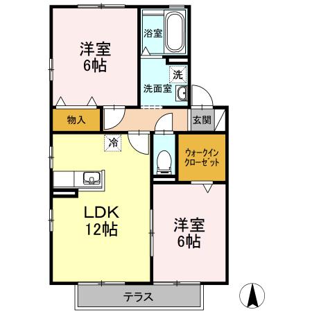 セジュールミキD(2LDK/1階)の間取り写真