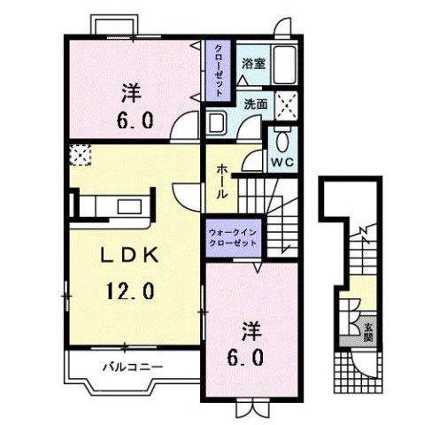 アルカンシエルB(2LDK/2階)の間取り写真