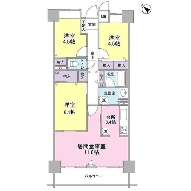 ブリリアン豊洲(3LDK/3階)の間取り写真