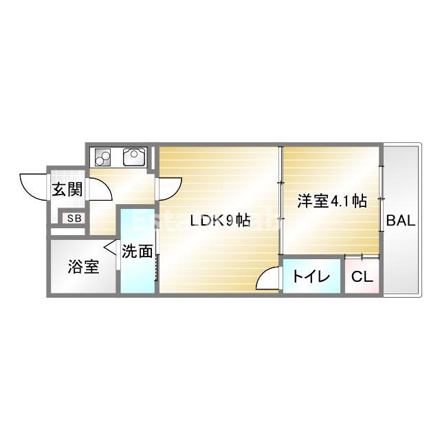 AXIA CITY 神戸松原(1LDK/3階)の間取り写真