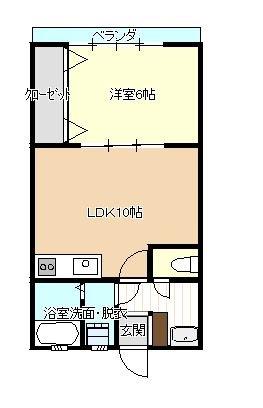 黒髪ハイツ(1DK/3階)の間取り写真