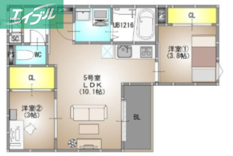 REGALEST 今(2LDK/3階)の間取り写真