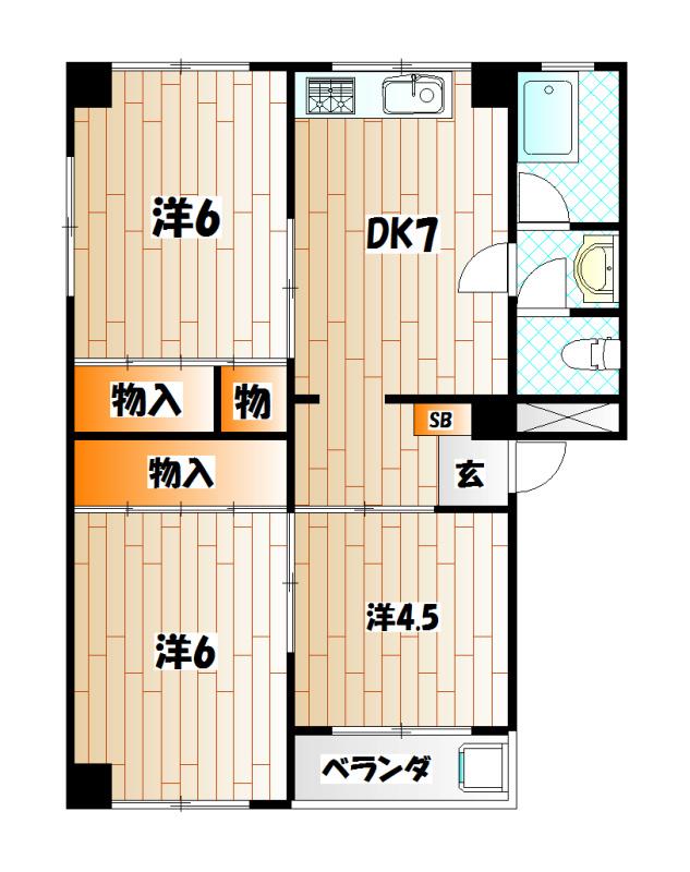 第二江上ビル(3DK/4階)の間取り写真