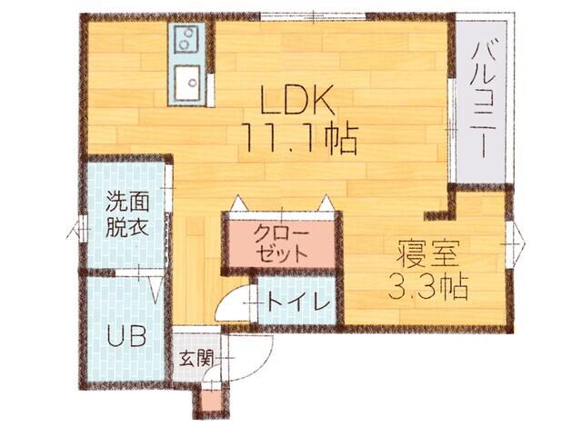 L COLLECTION白山駅前II(1LDK/2階)の間取り写真