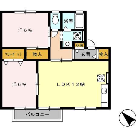 メイプルタウン(2LDK/1階)の間取り写真