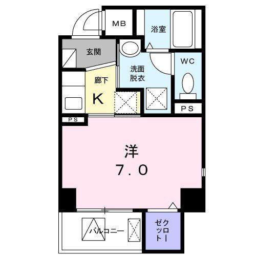 エクルベージュ入増II(1K/1階)の間取り写真