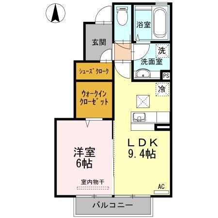 リッチロータス弐番館(1LDK/1階)の間取り写真