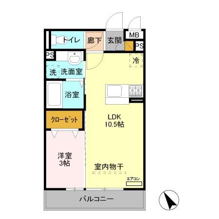 ラ フォンテ(1LDK/2階)の間取り写真