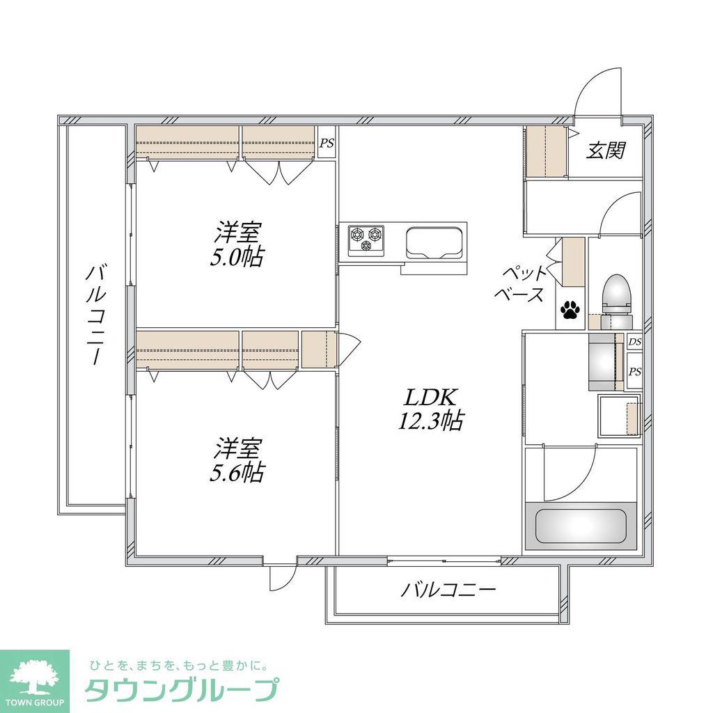 上今泉2丁目メゾン(2LDK/2階)の間取り写真