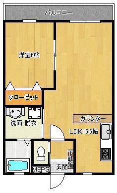 SUNFIT武久(1LDK/1階)の間取り写真