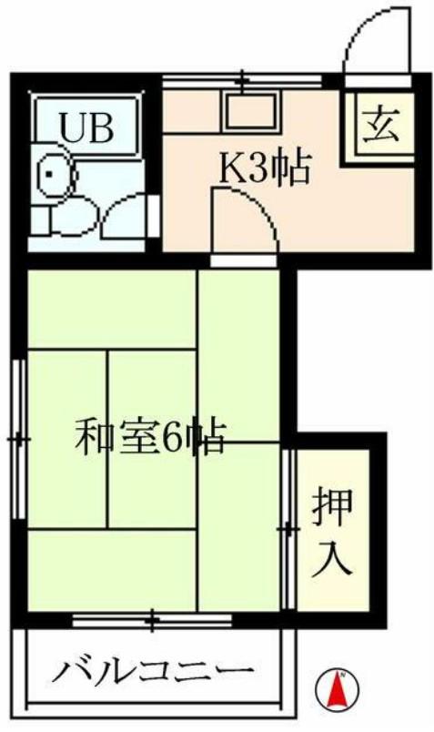 陽光ハイツ(1K/2階)の間取り写真