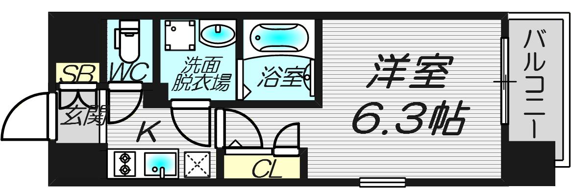 エスリード梅田グランノース(1K/9階)の間取り写真