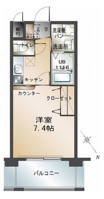 エンクレスト福岡(1K/8階)の間取り写真