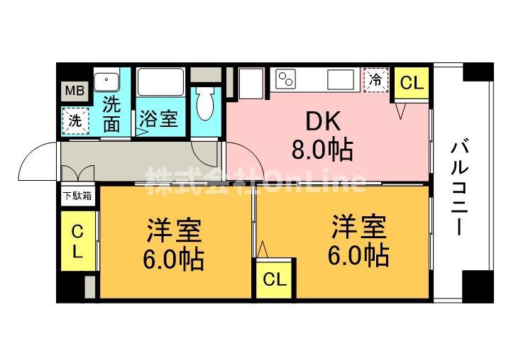 ヴィテロ緑橋(2DK/6階)の間取り写真