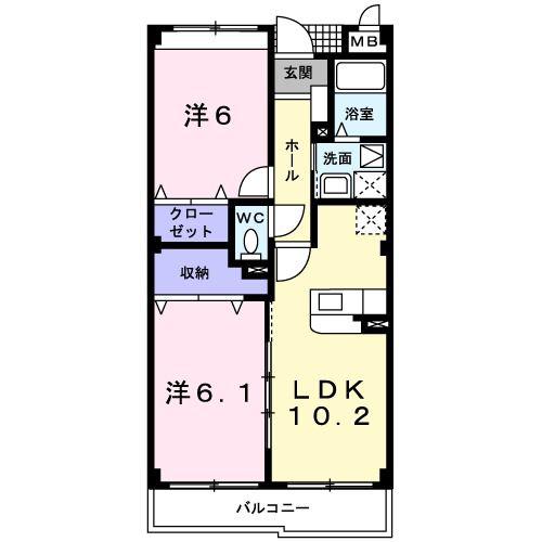 カレンヴィラ(2LDK/3階)の間取り写真
