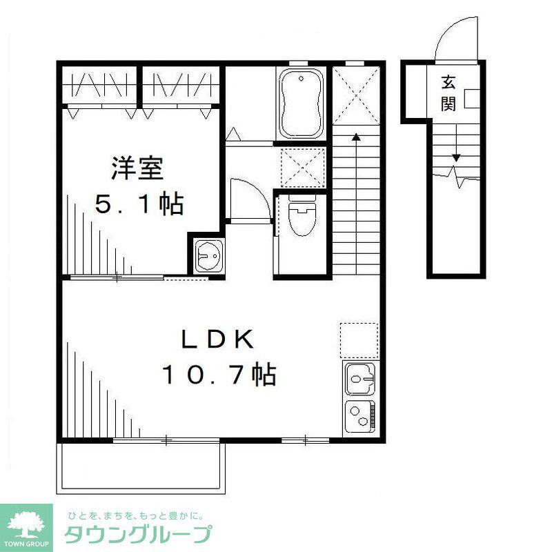 ボナールKAZU(1LDK/2階)の間取り写真