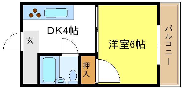 YSマンション(1DK/2階)の間取り写真