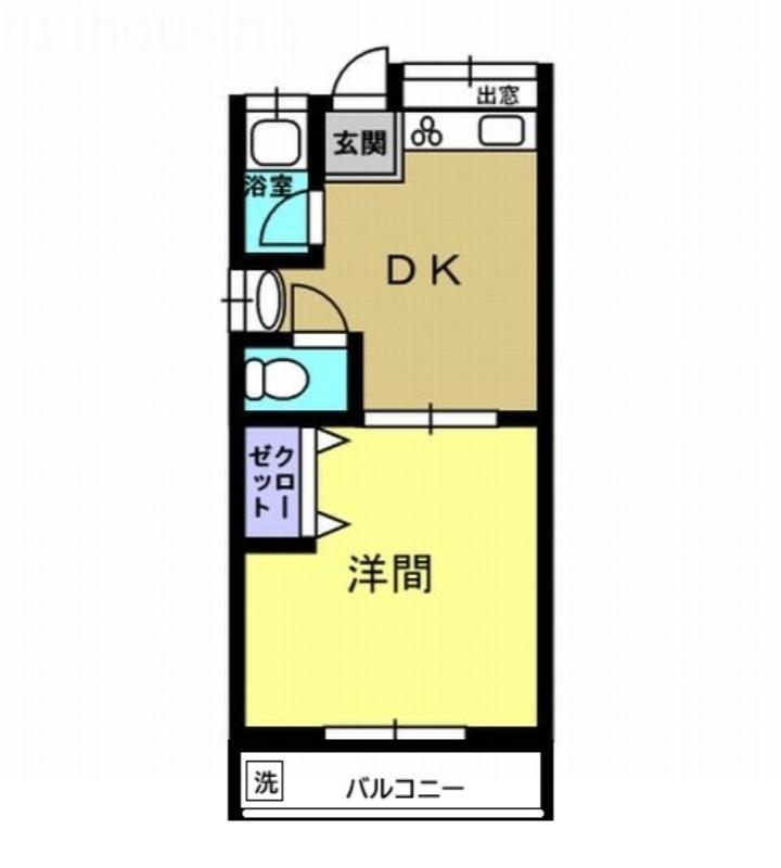 東栄ハイツ(1DK/2階)の間取り写真